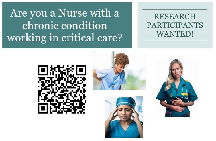 Are you an Australian critical care nurse living with a chronic physical condition?

This study is exploring the challenges critical care nurses face in managing their health while working in high-pressure environments.
Complete the survey here- lnkd.in/gbkPh7tS