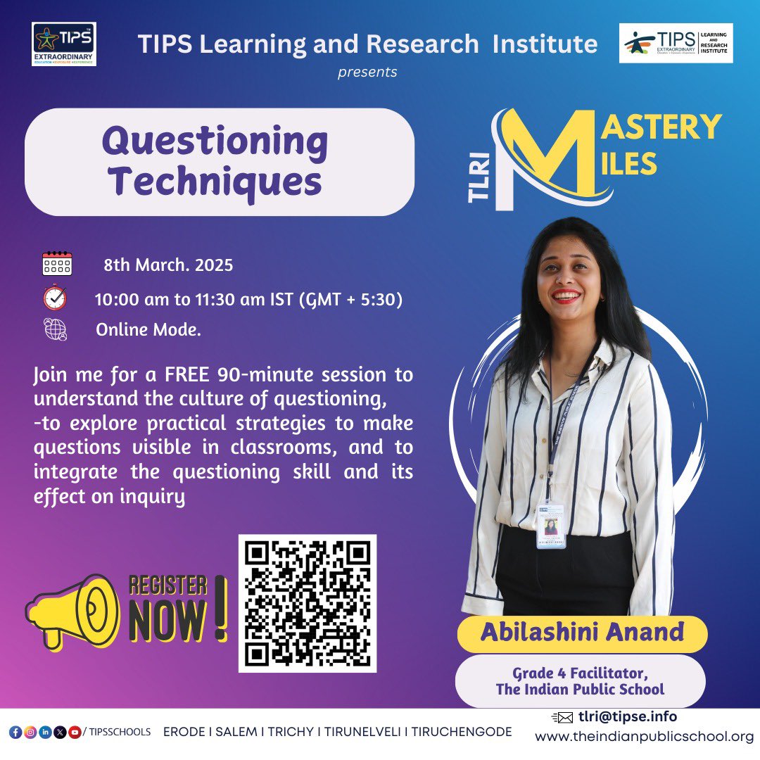 📢 FREE Online Session on Questioning Techniques! 🎯

Join us for an interactive 90-minute session to enhance your questioning skills in the classroom! Learn practical strategies to foster a culture of inquiry and make questioning more visible in teaching.