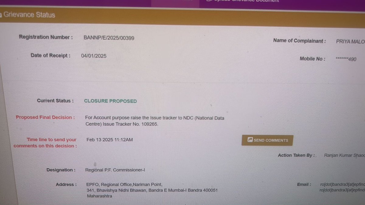 PriyaBo64055607's tweet photo. @mansukhmandviya @epfobandra Please credit 3 years of interest in my pf account and reply me on mail. Feeling helpless @socialepfo @EPFONarimanPt @mansukhmandviya https://t.co/8LL6wgh8wJ