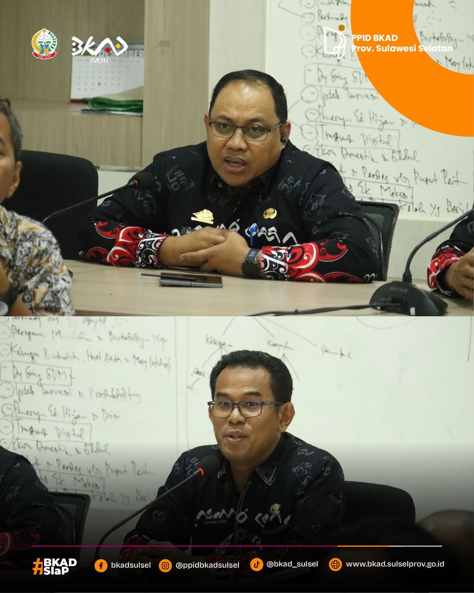 BkadSulsel's tweet photo. Hai DaengKeu…

Kepala BKAD Sulsel, Salehuddin, S.Kom., MMSI didampingi oleh Kabid Perencanaan Anggaran, Sakura, S.Sos., MM menghadiri  Rapat hari keempat terkait pembahasan Efisiensi Belanja Dalam Pelaksanaan APBN dan APBD Tahun Anggaran 2025 https://t.co/p9CTNQG5vp