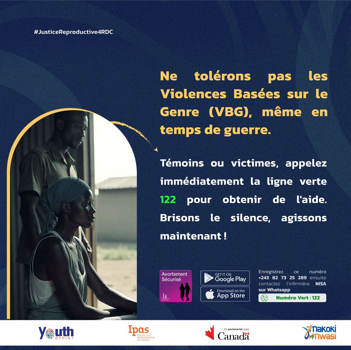 lokonde098's tweet photo. #Makokiyamwasi STOP ✋ !!!! aux violences basées sur le Genre #VBG en période de conflit💔 !! Étant témoin ou victime de ça , la ligne verte #122 reste disponible 24h/24.#HesperianAppli,#JusticeReproductive4RDC https://t.co/OmpPkBEIRw