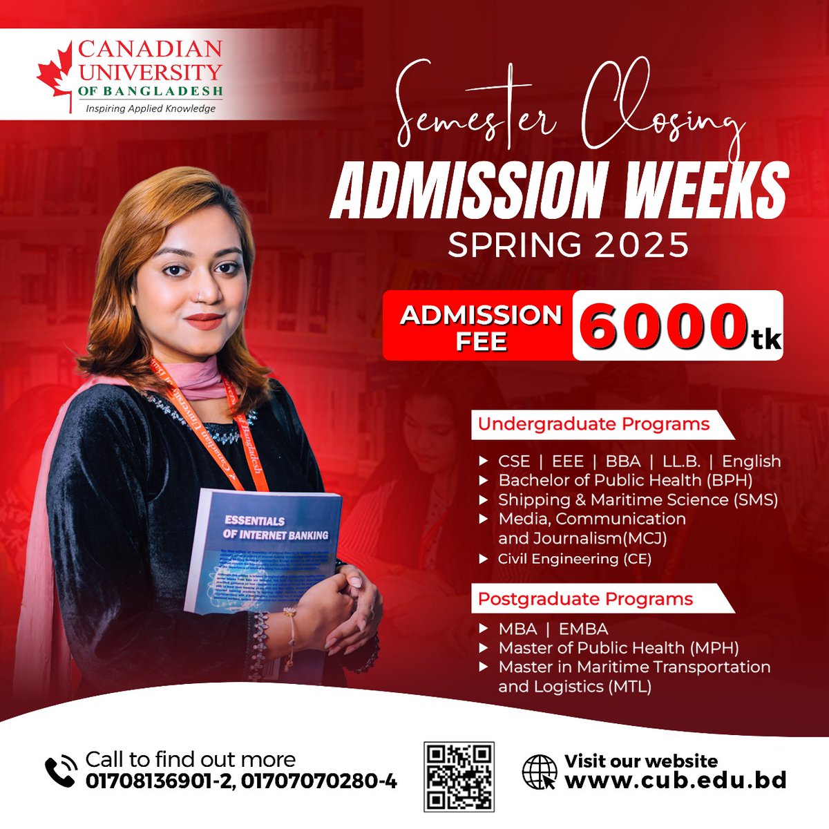cub_edu_bd's tweet photo. 𝐋𝐀𝐒𝐓 𝐂𝐀𝐋𝐋: 𝐒𝐩𝐫𝐢𝐧𝐠 𝟐𝟎𝟐𝟓 𝐀𝐝𝐦𝐢𝐬𝐬𝐢𝐨𝐧 𝐂𝐥𝐨𝐬𝐢𝐧𝐠 𝐒𝐨𝐨𝐧!
𝐀𝐩𝐩𝐥𝐲 𝐓𝐨𝐝𝐚𝐲👇👇
https://t.co/DVMV9Uq0GA
���𝐊𝐞𝐲 𝐇𝐢𝐠𝐡𝐥𝐢𝐠𝐡𝐭𝐬:
✅Upto 100% Scholarship
✅Hands-On Learning Environment
✅Rich Library &amp; Workshops
✅Career Guidance https://t.co/PpD8Vrwwuz