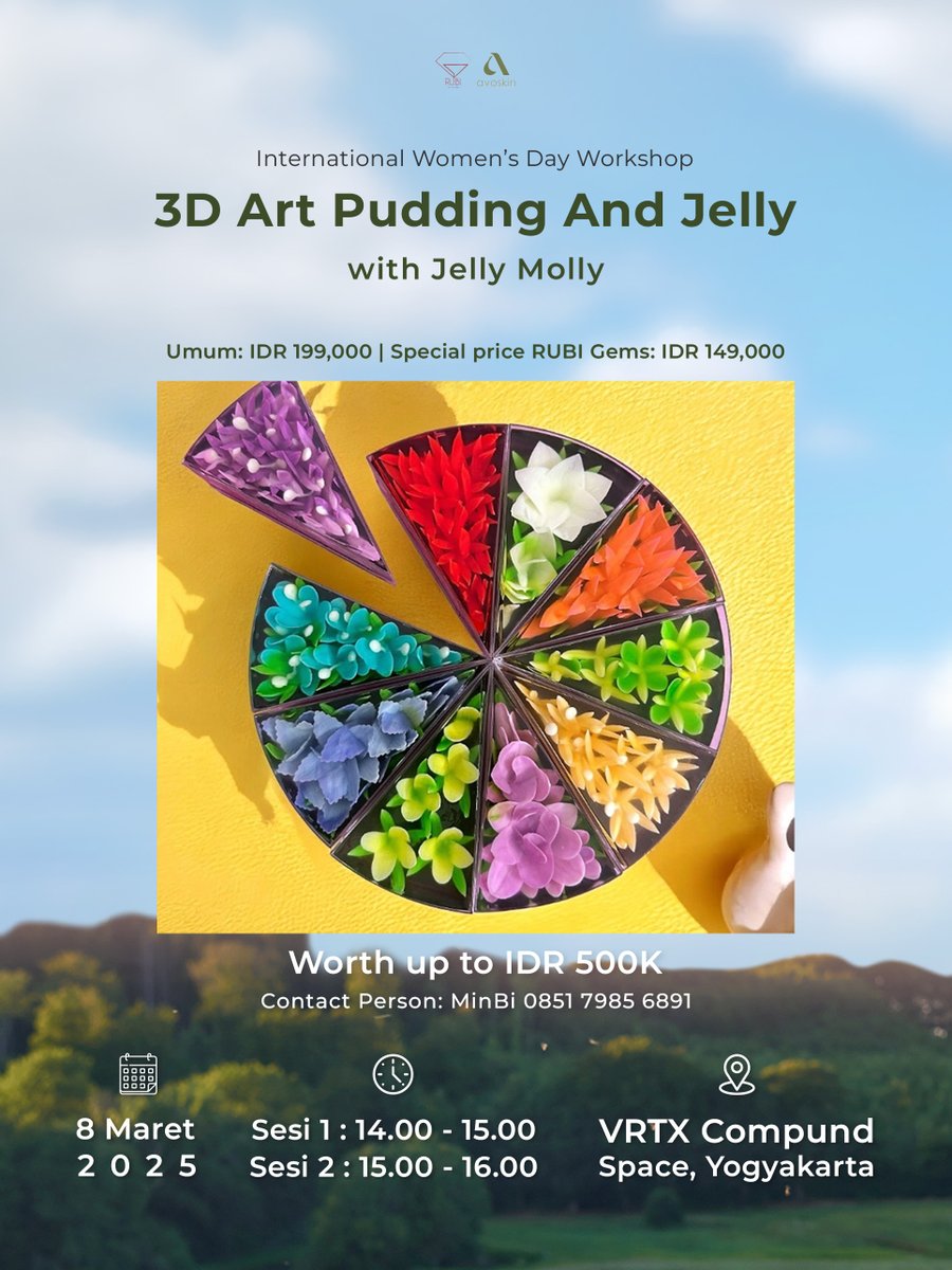 RUBIcommunity's tweet image. 🥂🍸 𝓘𝓷𝓯𝓸 𝓝𝓰𝓪𝓫𝓾𝓫𝓾𝓻𝓲𝓽 🍷🍹

RUBI Gems Yogyakarta, yuk ngabuburit bareng RUBI Community by Avoskin sekaligus rayain International Women’s Day 🫶

Talkshow dengan speaker special Women’s Day &amp;amp; Workshop terbuka untuk umum😍

Reply 👇buat MinBi spill link pendaftarannya!
