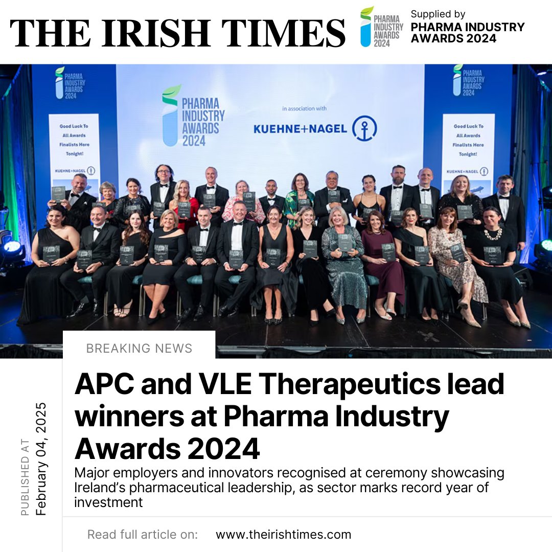 APC and VLE Therapeutics lead the winners at #PharmaAwardsIRL 2024! 🏆

Find out how this year’s awards celebrated excellence in Ireland’s pharmaceutical sector. 

🗞️Read more here: irishtimes.com/advertising-fe…