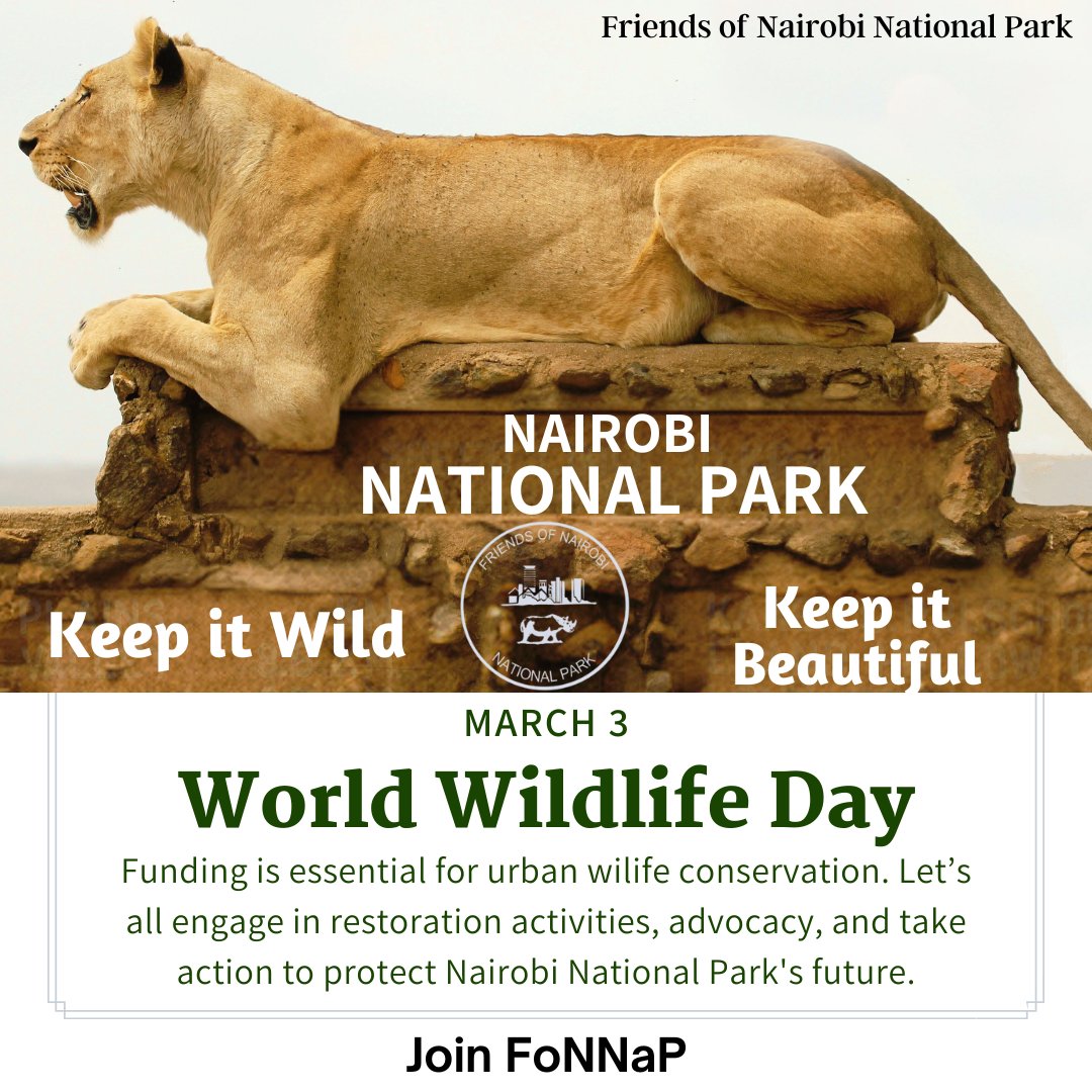 Happy World Wildlife Day, today we celebrate the founders of FoNNaP and the continued Civil action/ advocacy for a natural ecosystem. 
#Nairobinationalpark
#wildlifeconservationke