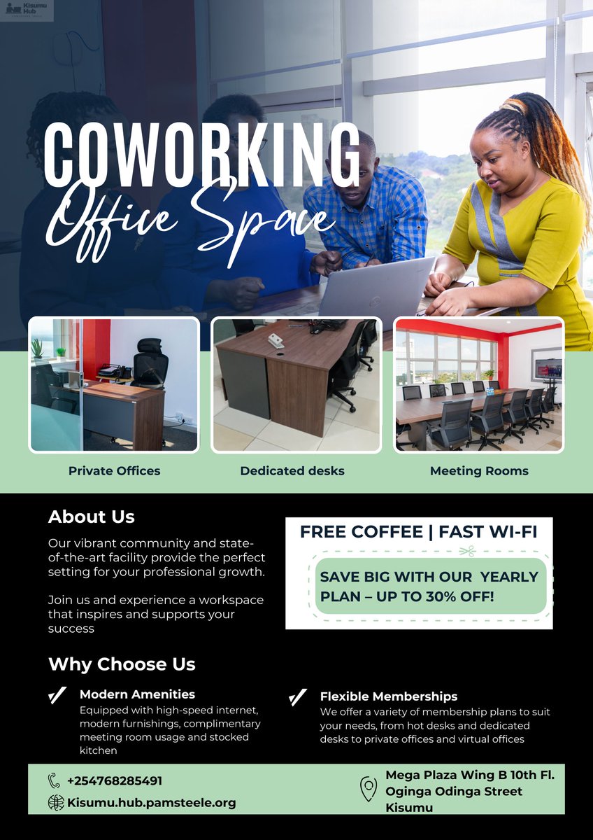 Kisumu Hub Coworking Space (@kisumu_hub) on Twitter photo ๐๐จ๐จ๐ค๐ข๐ง๐ ๐๐จ๐ซ ๐๐ง ๐๐๐๐จ๐ซ๐๐๐๐ฅ๐ & ๐๐๐ฅ๐ข๐๐๐ฅ๐ ๐๐๐๐ข๐๐ ๐๐ฉ๐๐๐? ๐๐'๐ฏ๐ ๐๐จ๐ญ ๐๐จ๐ฎ ๐๐จ๐ฏ๐๐ซ๐๐
Enjoy a fully serviced workspace with high-speed internet, meeting rooms, and all essentials.
Book your tour today
โ๏ธ+254768285491 ๐๐จ๐จ๐ค๐ข๐ง๐ ๐๐จ๐ซ ๐๐ง ๐๐๐๐จ๐ซ๐๐๐๐ฅ๐ & ๐๐๐ฅ๐ข๐๐๐ฅ๐ ๐๐๐๐ข๐๐ ๐๐ฉ๐๐๐? ๐๐'๐ฏ๐ ๐๐จ๐ญ ๐๐จ๐ฎ ๐๐จ๐ฏ๐๐ซ๐๐
Enjoy a fully serviced workspace with high-speed internet, meeting rooms, and all essentials.
Book your tour today
โ๏ธ+254768285491