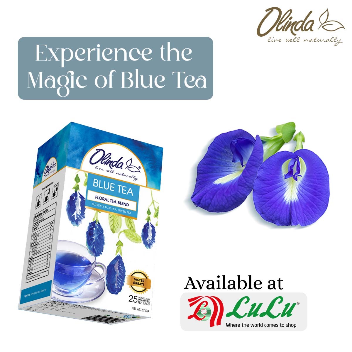 GccOlinda's tweet photo. Unveil the magic of Olinda Blue Tea! 💙 

A soothing blend of blue pea flowers &amp; green tea, rich in antioxidants for your well-being. Available at LuLu Hypermarket!

Available at LuLu Hypermarket! - https://t.co/jDX0Gt33og

#OlindaTea #wellness #wellnesstea #LuluHypermarket https://t.co/qA9o1ADlKu