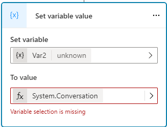 mstechtrainings's tweet photo. @MSFTCopilot - Is there an issue with the Formulas in Copilot Studio. When I set a variable to System.Conversation, it errors out and does not show any type. https://t.co/V937wWTg4J