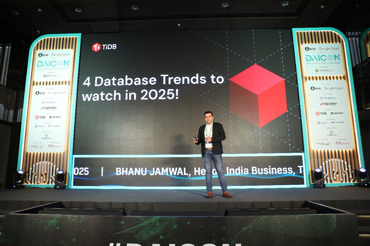 bjammy's tweet image. We had a fantastic time at DAICON 2025 in Delhi! 🚀

The event showcased India’s leadership in Data, Gen AI, and Cloud innovation— and we were thrilled to be part of the conversation.

#DAICON2025 #DatabaseTrends #TiDB #AI #DataInnovation
