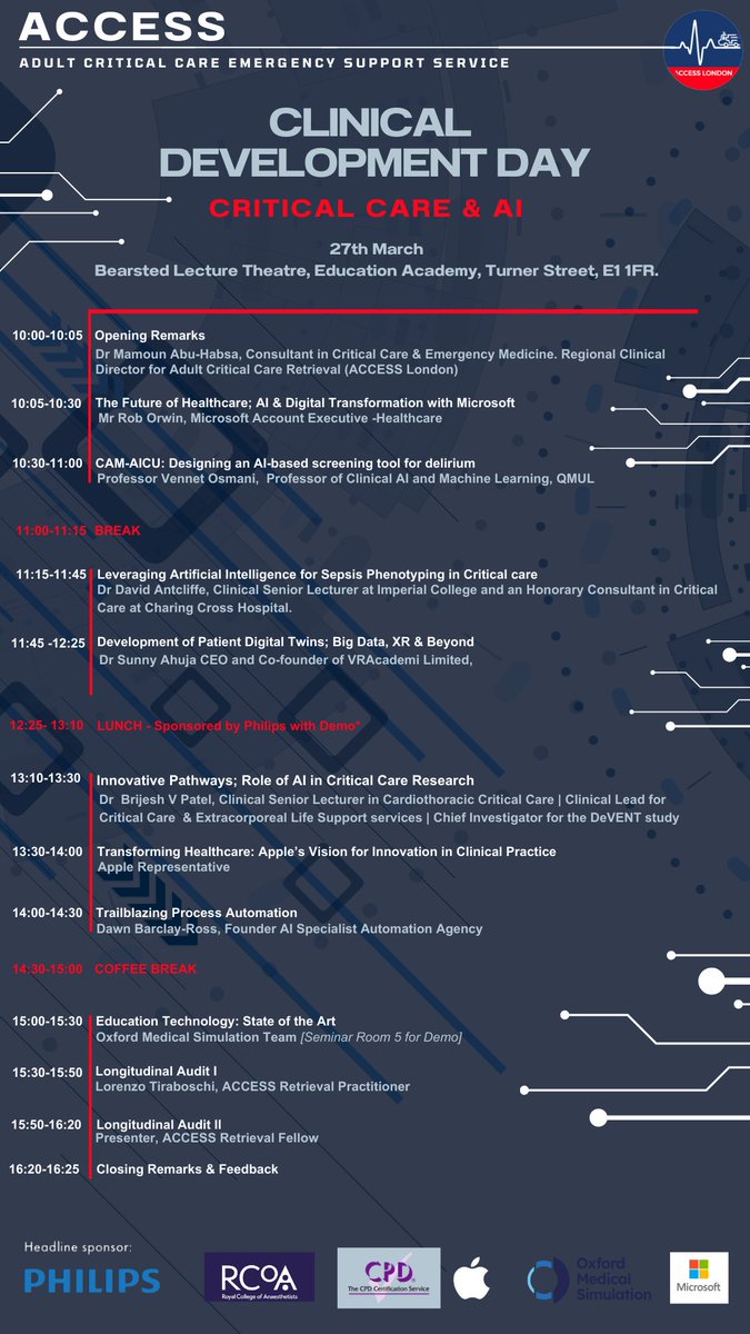 ACCESS London (@access_london1) on Twitter photo 🚀 The ACCESS Clinical Development Day agenda is out, and it's all about AI! From cutting-edge innovations to real-world applications—this one’s not to be missed. 🤖🔥
📅 Book your seat now: form.jotform.com/accessdata/acc…
#AIHealthcare #CPD #Microsoft #simulation 🚀 The ACCESS Clinical Development Day agenda is out, and it's all about AI! From cutting-edge innovations to real-world applications—this one’s not to be missed. 🤖🔥
📅 Book your seat now: form.jotform.com/accessdata/acc…
#AIHealthcare #CPD #Microsoft #simulation