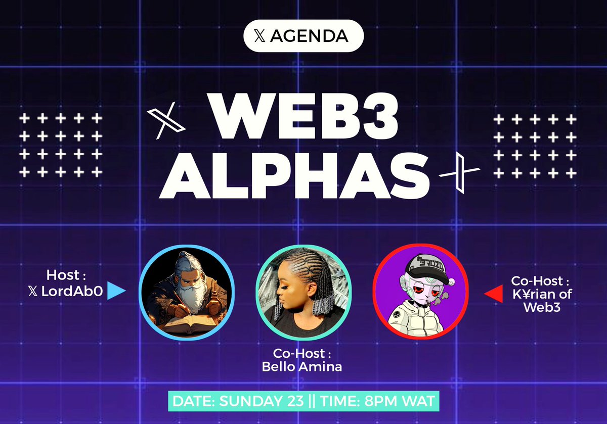 Gm gm web3 family, 

Happy New week, may this week bring bullish and  innovative ideas,

Here are few Hosted X space design I made.
If you need any feel free to hit me up am available for deals 🤝. 

GM once again, can I get one from you ?