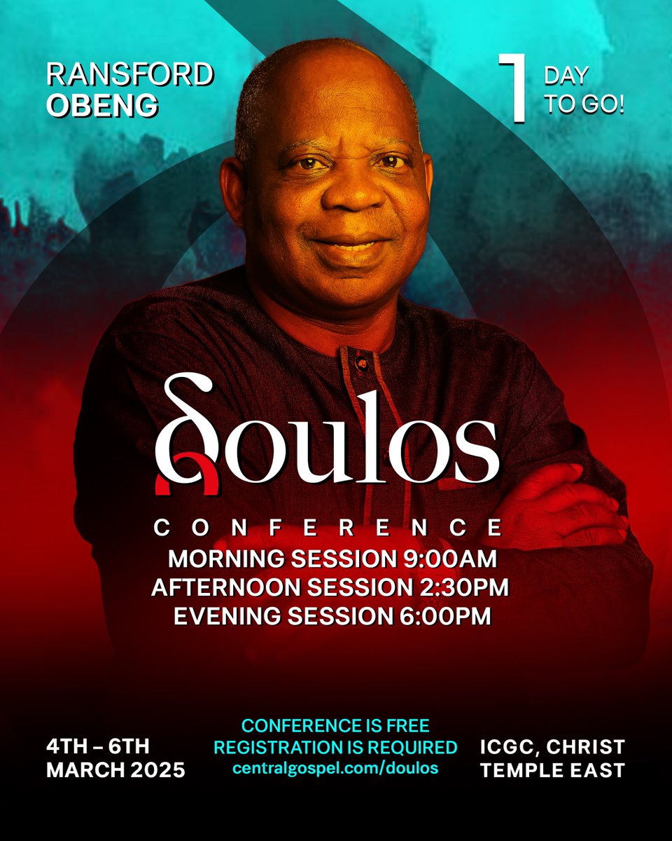 One day to go. The Doulos conference starts tomorrow. It's not too late to register. Visit
doulos.centralgospel.com today. See you tomorrow at 9am.
