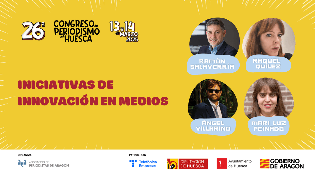 💻El <a href="/congresodigital/">Congreso de Periodismo de Huesca</a> expone tres iniciativas innovadoras en medios de comunicación para enfrentar la desinformación y mejorar la fidelización.

🗣️Con <a href="/mluzpeinado/">Mari Luz Peinado</a>,  de <a href="/el_pais/">EL PAÍS</a>; <a href="/raquelquilez/">raquel quilez</a>,  de <a href="/laSextaTV/">laSexta</a>, y <a href="/anvillarino/">Angel Villarino</a>, de <a href="/elconfidencial/">El Confidencial</a>

➡️periodistasdearagon.org/2025/03/01/el-…