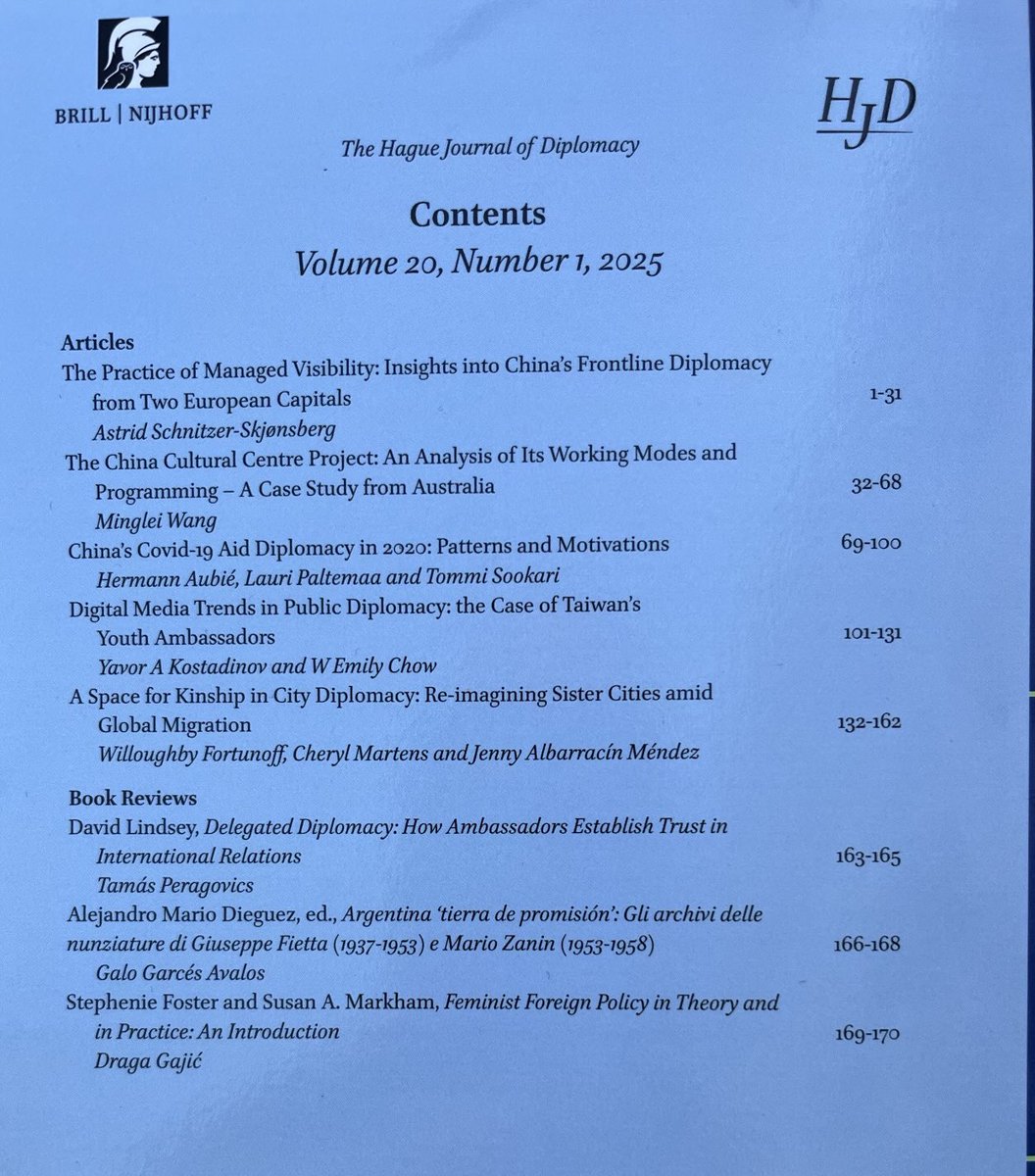Jan Melissen (@janmdiplo) on Twitter photo <a href="/Hague_Jour_Dipl/">The Hague Journal of Diplomacy</a> 20:1 is out now. Is a regular issue really regular when its contributing authors are from 5 continents? And HJD 2025: 1 is the first issue celebrating our 20th anniversary. <a href="/Hague_Jour_Dipl/">The Hague Journal of Diplomacy</a> 20:1 is out now. Is a regular issue really regular when its contributing authors are from 5 continents? And HJD 2025: 1 is the first issue celebrating our 20th anniversary.
