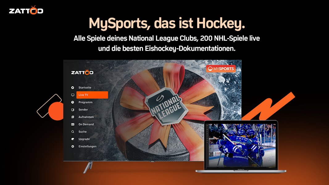MySports jetzt als Pay-TV-Option bei Zattoo in der Schweiz 🇨🇭

15 Sender, über 400 Spiele der Swiss Ice Hockey National League &amp; mehr – live in Full-HD!

🔥 Einführungsangebot: 6 Monate gratis im MySports-Jahresabo – nur bis 31. März!

Mehr Infos👉 zattoo.com/ch/angebote/my…