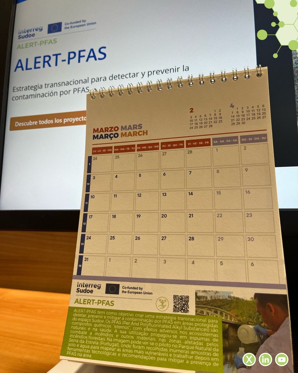ALERT-PFAS (@alertpfas) on Twitter photo 🌍 ALERT-PFAS: proyecto destacado en el calendario Interreg Sudoe 📅🚀
Detectamos y mitigamos #PFAS en parques naturales de España, Portugal y Francia. Desarrollamos tecnología, realizamos acciones piloto y sensibilizamos🧑🔬🌳
¡Por un futuro más limpio! 💙 #ALERTPFAS <a href="/6Sudoe/">Interreg SUDOE</a> 🌍 ALERT-PFAS: proyecto destacado en el calendario Interreg Sudoe 📅🚀
Detectamos y mitigamos #PFAS en parques naturales de España, Portugal y Francia. Desarrollamos tecnología, realizamos acciones piloto y sensibilizamos🧑🔬🌳
¡Por un futuro más limpio! 💙 #ALERTPFAS <a href="/6Sudoe/">Interreg SUDOE</a>