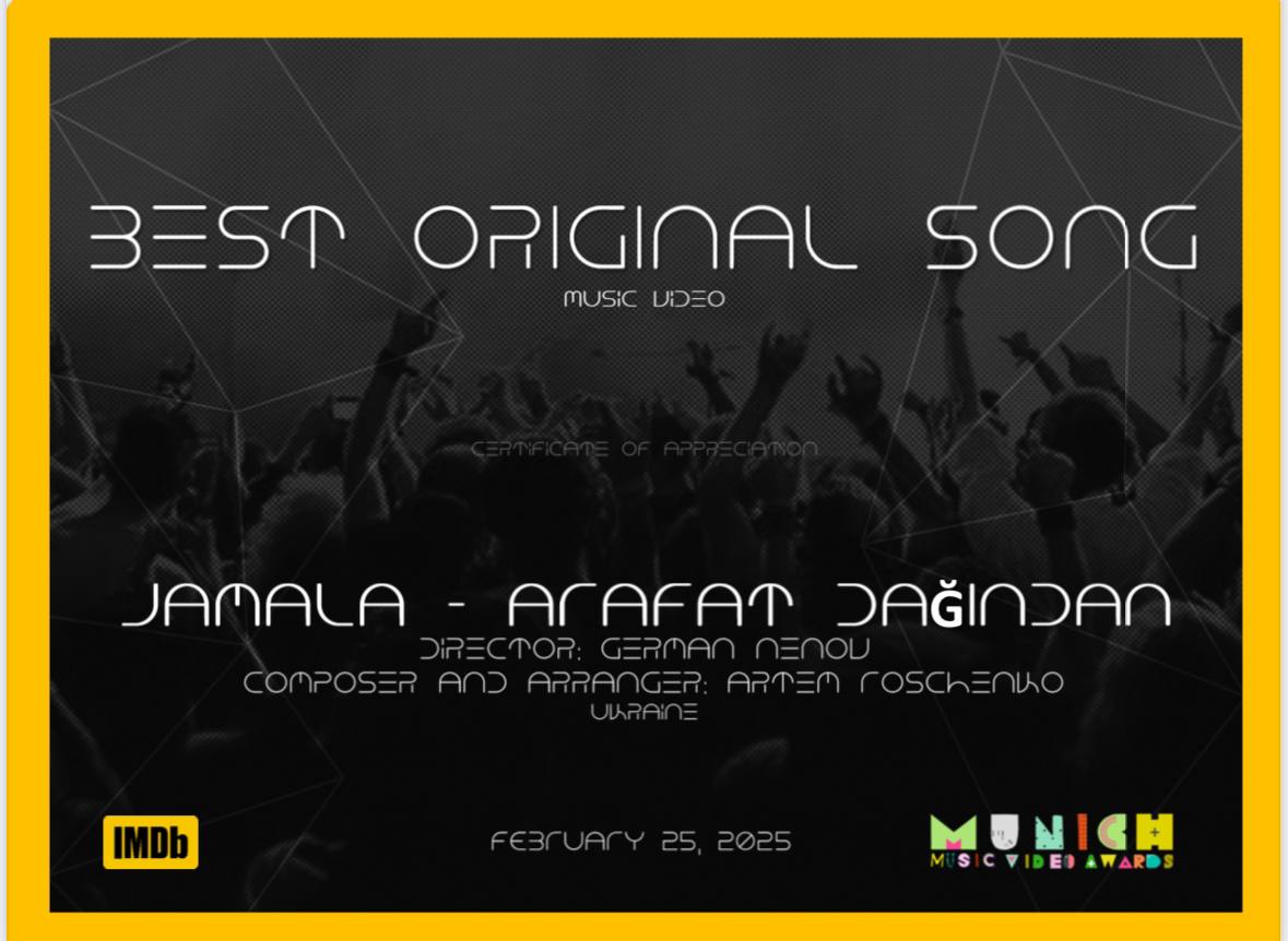 News from Munich!! 🇩🇪

Jamala – ARAFAT DAĞINDAN from the album QIRIM has won three awards at the Munich Music Video Awards:
• Best Song 
• Best Director 
• Best Costume 
youtube.com/watch?si=iCM7C…