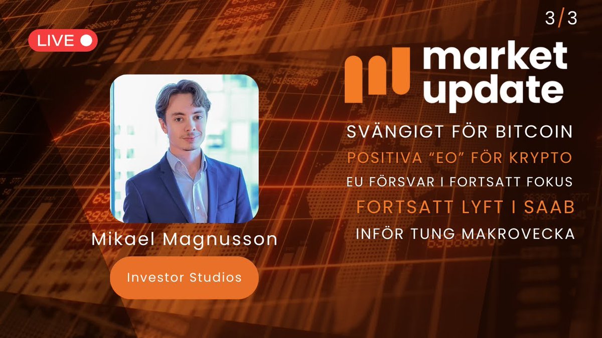📊 Volatila kryptopriser och försvarssektorn i fokus – vad händer på marknaden?

Se Market Update live idag kl 11.00!
youtube.com/watch?v=cCn__x…

#finanstwitter