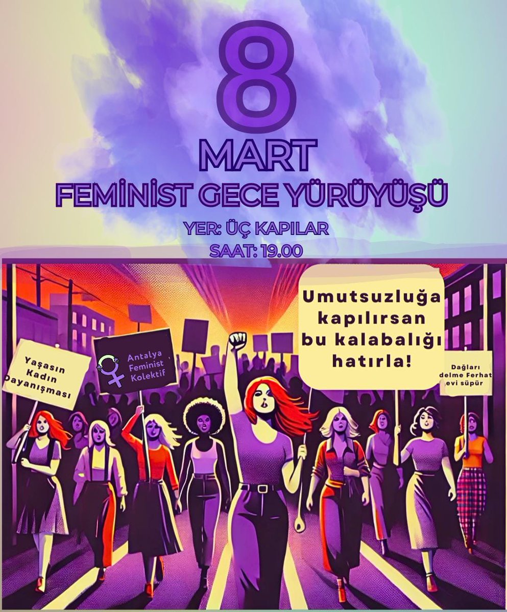 Geceler de,sokaklar da,hayat da bizim!Patriyarka yıkılana kadar mücadeleye devam ✌🏽
12. Feminist Gece Yürüyüşü'nde buluşuyoruz 💃🏾