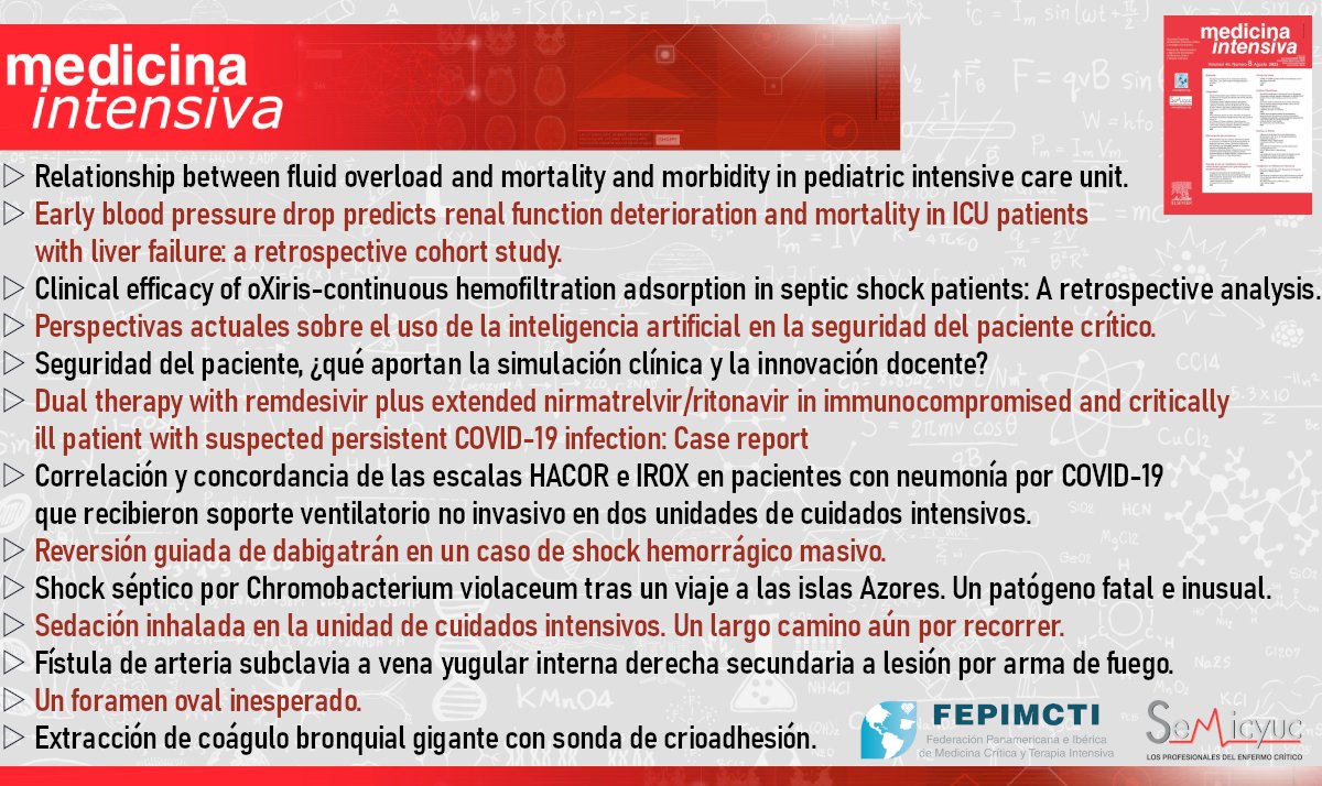 Ya tienes disponible el número de marzo de la revista Medicina Intensiva. Este mes continuamos con la puesta al día en Seguridad del paciente crítico, entre otros temas. Consulta el sumario completo en medintensiva.org/es-vol-49-num-…
#medicinaintensiva #terapiaintensiva <a href="/intensiva_med/">MedIntensiva</a>