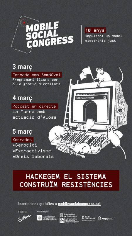🤑 🧎🏽 
Ens subjuguem als gegants tecnològics o construïm alternatives?
Començar el #MWC 
Comença el #MSC Mobile Social Congress

Consulteu-ne el programa:
mobilesocialcongress.cat/ca/programa/