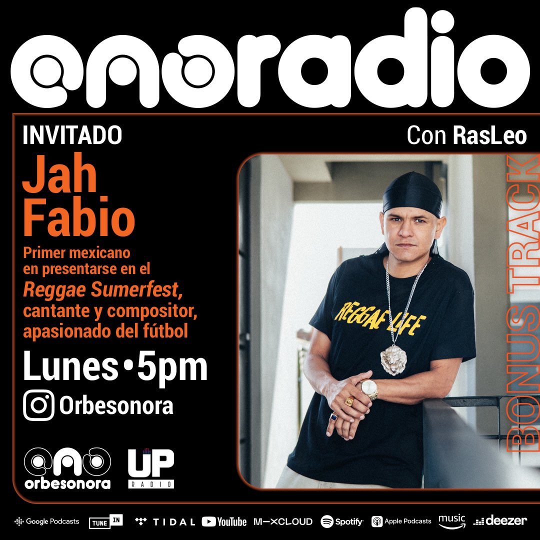 Este lunes <a href="/jahfabiomx/">Jah Fabio</a> en <a href="/Orbesonora/">Orbesonora</a> #Radio