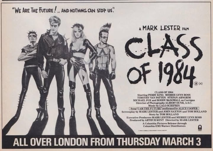 wilsongullis's tweet photo. Forty-two years ago today in London cinemas, they were the future and no one could stop them… #ClassOf1984 #1980s #film #films #MarkLester #MarkLLester #PerryKing #MerrieLynnRoss #RoddyMcDowall #MichaelJFox #TimothyVanPatten #LisaLanglois https://t.co/lLGZ6XSEmT