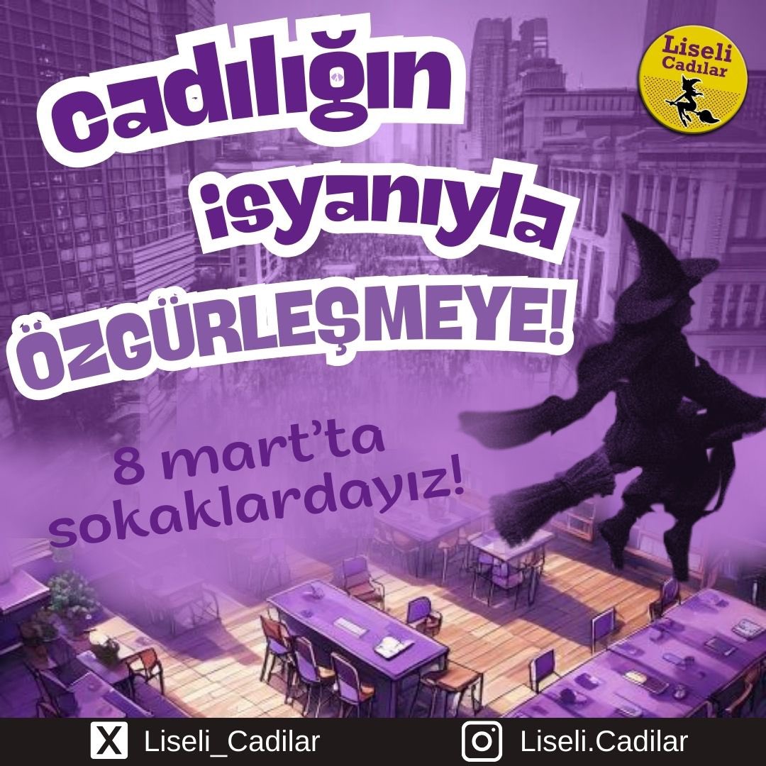 Liselerden çıkıp “Cadılığın İsyanıyla Özgürleşmeye” diyerek 8 Mart’ta meydanları doldurmaya geliyoruz!

Seni de Liseli Cadılar’la 8 Mart’ta liseleri, sokakları doldurmaya çağırıyoruz kızkardeşim! 

shorturl.at/TWcfe