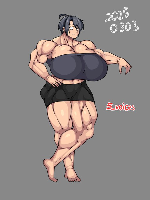 ポートレボディビル模写。チューブトップにはミニスカートが映える。 