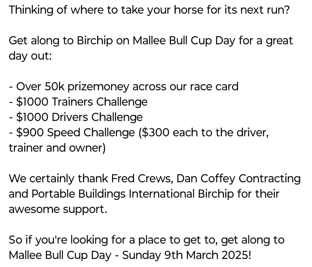 Birchip Harness R.C (@birchipharness) on Twitter photo 