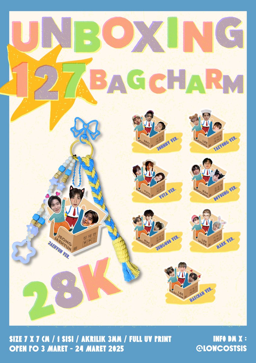 [ OPEN PO UNBOXING NCT 127 BAG CHARM  <a href="/lowcostsis/">IM🌼OPEN PO 127 KEYCHAIN📌</a> <a href="/bangjunhkuy/">Aurelion | pls mention after dm</a> ]

📦 Open Pre Order 3 - 24 Maret 2025
📦 Detil produk bisa dilihat di bawah
📦 Harga 28k 
📦 Order bisa isi form ini:

bit.ly/OpenPOUnboxing…

WTS WTB KEYCHAIN BAG CHARM NCT 127 #zonauang #zonajajan