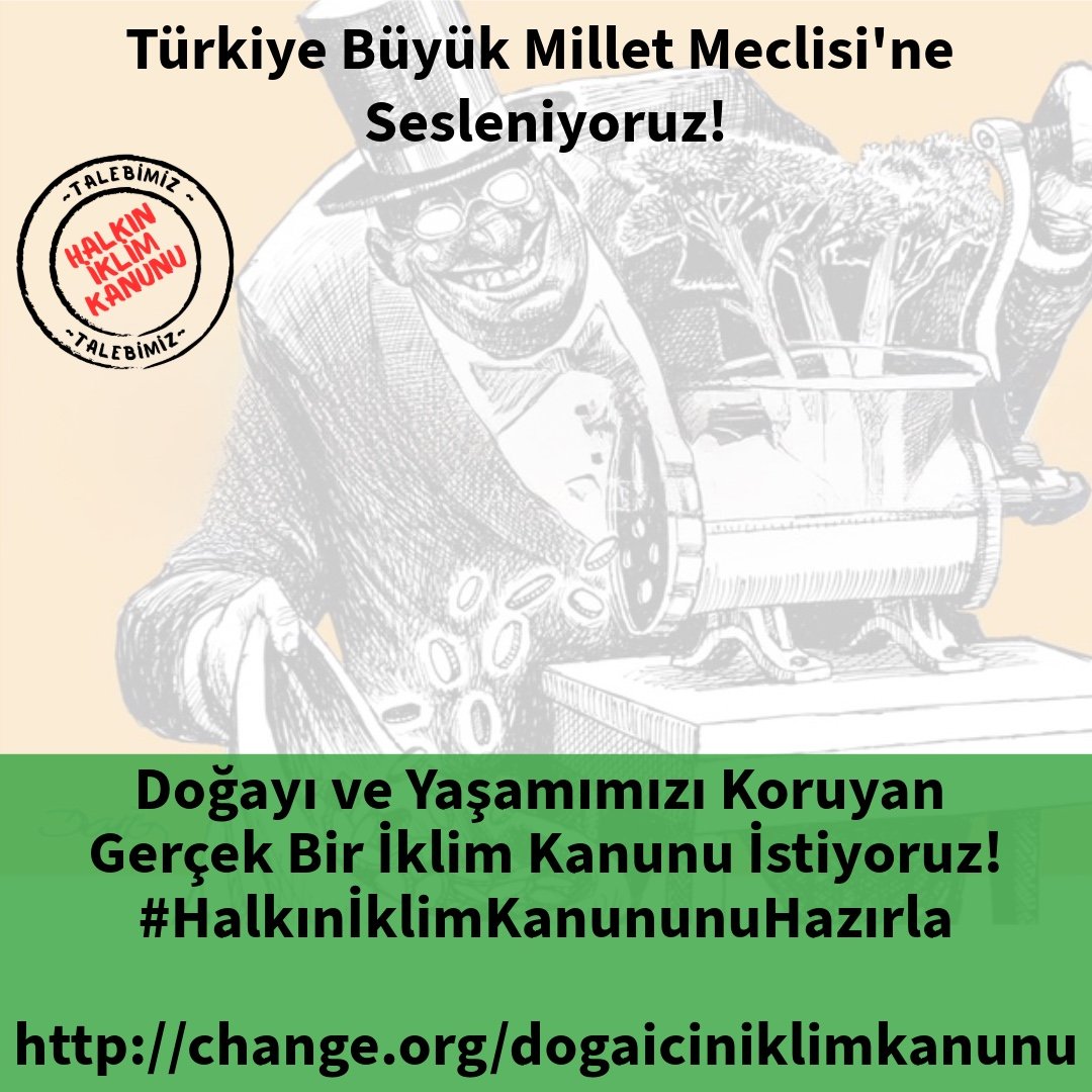 📢 Türkiye Büyük Millet Meclisi'ne sesleniyoruz
Doğayı ve Yaşamımızı Koruyan Gerçek Bir İklim Kanunu İstiyoruz!
#HalkınİklimKanununuHazırla

Kampanyaya katılmak için: change.org/dogaiciniklimk…
