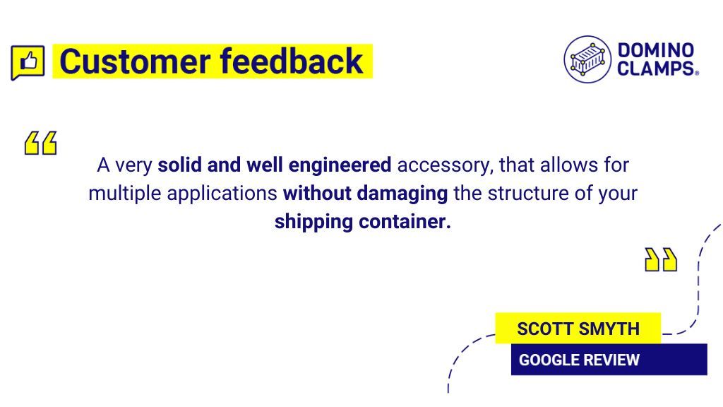 dominoclamps's tweet image. Protecting the structural integrity of your shipping container helps prevent leaks and rust, safeguarding its contents and extending its lifespan. 

Thanks for the 5 Star review Scott!

⭐⭐⭐⭐⭐

#DominoClamps #ShippingContainers #EngineeredSolutions