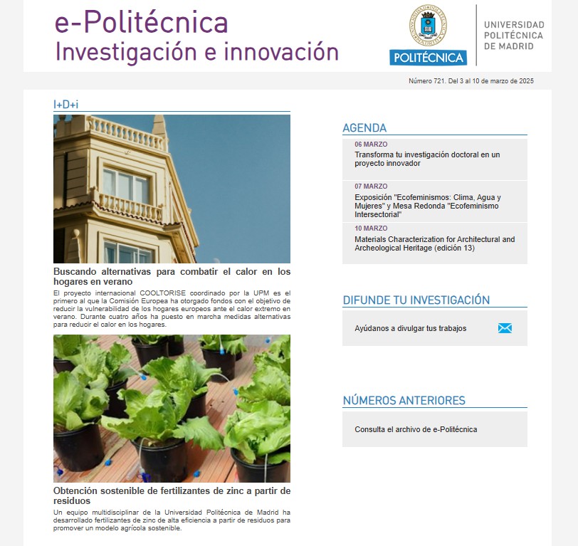 #Sostenibilidad es la palabra clave que vertebra el boletín de #investigación de la #UPM de esta semana. Te mantenemos al tanto de las últimas innovaciones de nuestros investigadores. ¿Lo has leído ya?
🗞️short.upm.es/0e5u8
#somosUPM