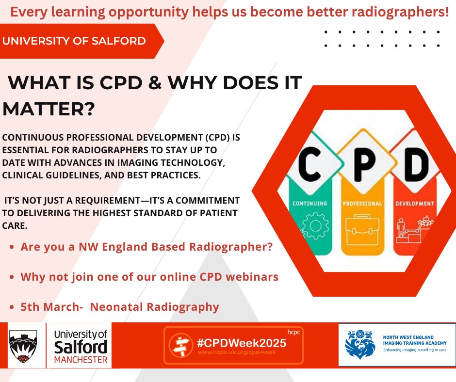 Laura Kelly (@lauradkellyrad) on Twitter photo What is CPD and why does it matter?
#cpdweek2025 #hcpc <a href="/salfordrads/">Salford Radiography</a> <a href="/SalfordUni/">University of Salford</a>
Link to book:
eur01.safelinks.protection.outlook.com/?url=https%3A%… What is CPD and why does it matter?
#cpdweek2025 #hcpc <a href="/salfordrads/">Salford Radiography</a> <a href="/SalfordUni/">University of Salford</a>
Link to book:
eur01.safelinks.protection.outlook.com/?url=https%3A%…