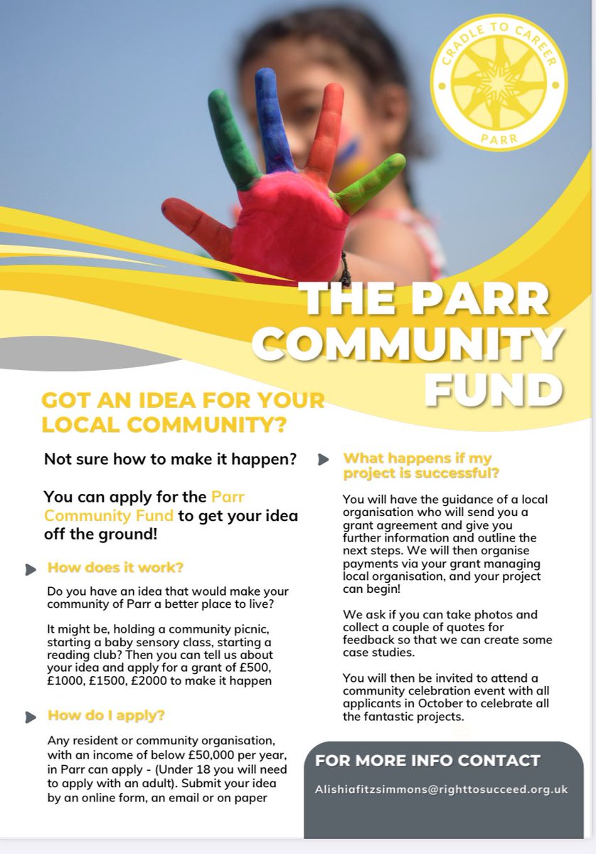 St.Helens Connected (HSHVCA) (@sthconnected) on Twitter photo *The Parr Community Fund* First drop in today Monday 3rd, 4-6pm at Derbyshire Hill Community Centre. They’ll be waiting to hear all ideas from the community 💡 *The Parr Community Fund* First drop in today Monday 3rd, 4-6pm at Derbyshire Hill Community Centre. They’ll be waiting to hear all ideas from the community 💡