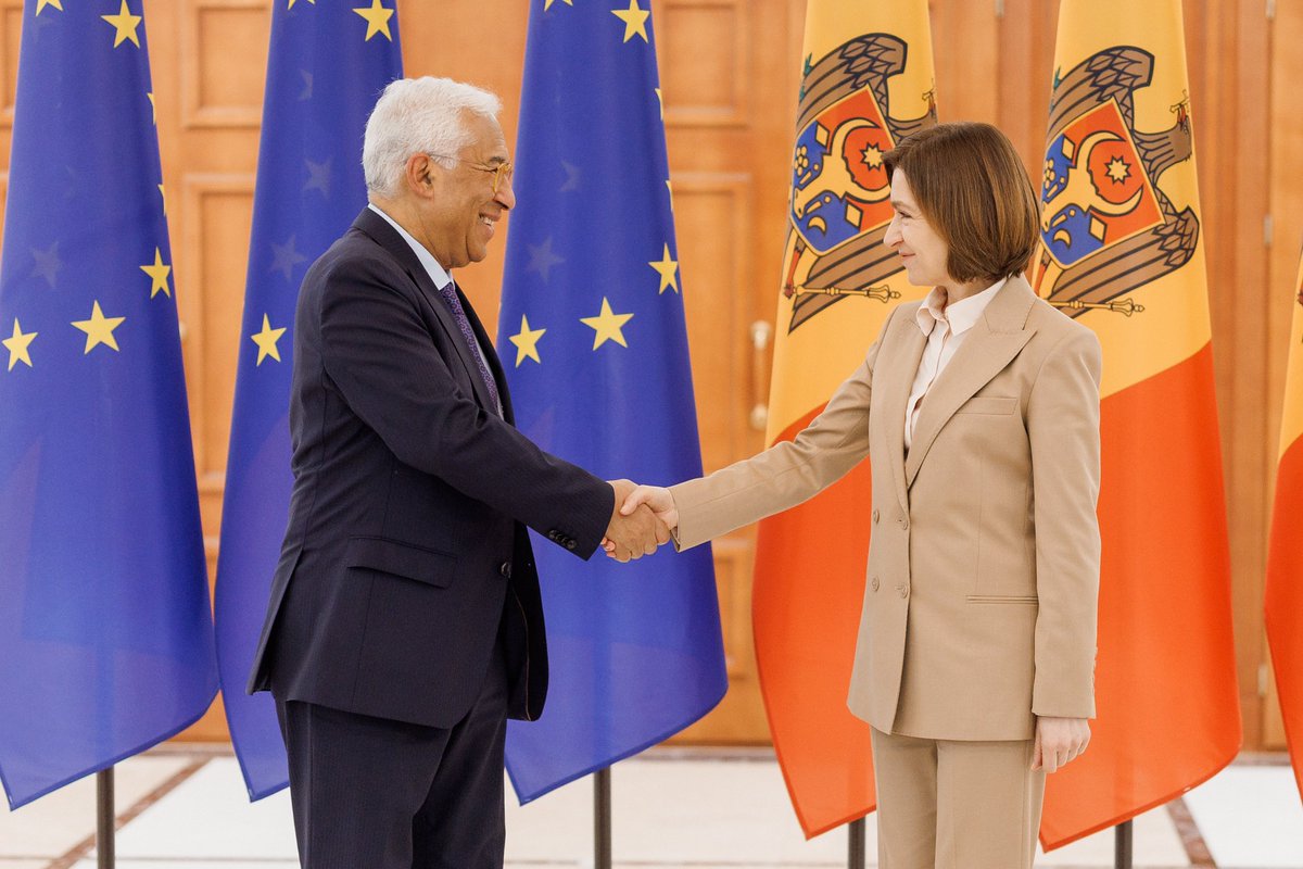 Three years ago, Moldova applied to join the EU, choosing peace, freedom, and democracy.

Today, I welcomed <a href="/eucopresident/">António Costa</a> to Chișinău to take stock of our progress and discuss how, as we advance on our EU path, we bring security, opportunities, and a better life for our people.