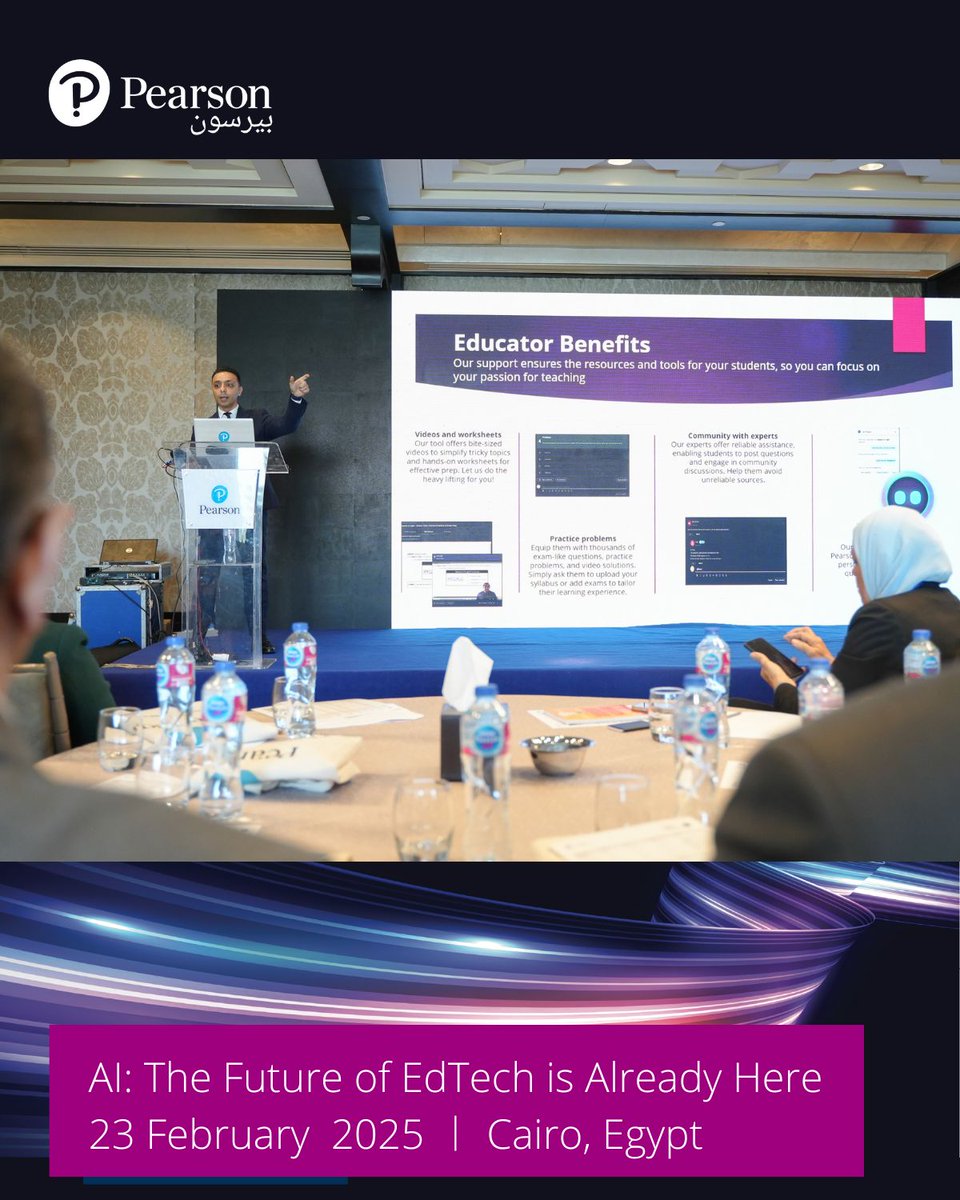 PearsonMEhub's tweet image. Delegates from universities across Egypt joined us for &apos;AI: The Future of EdTech is Already Here&apos; to learn how Pearson is harnessing AI to help make educators’ work easier, support student progress and more! 

Read more: spr.ly/6016LWboo

#FutureofEdTech #AI #HigherEdTech