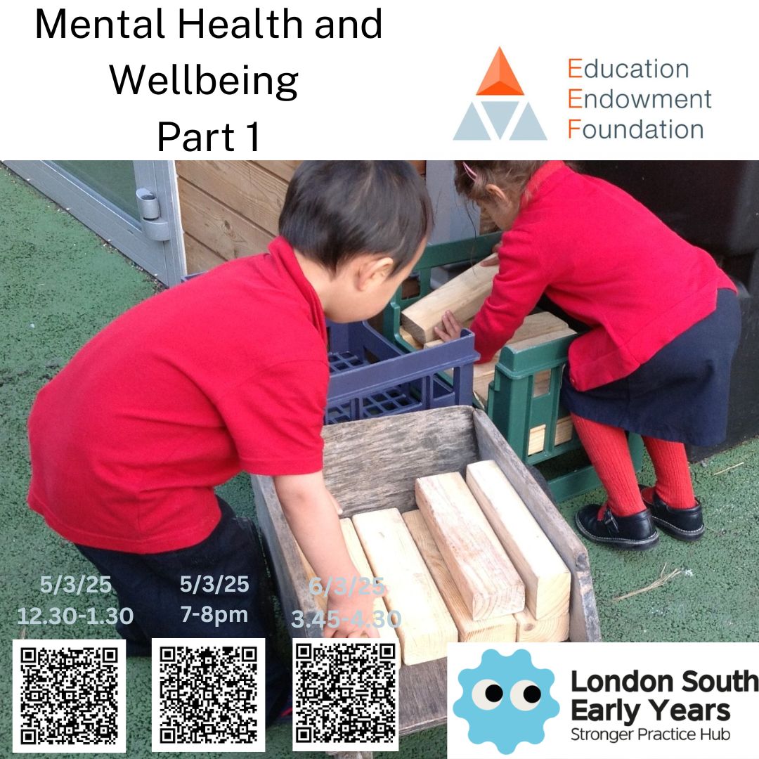 London South Early Years Stronger Practice Hub (@londonsouthey) on Twitter photo March is here!🌷 This week's training starts on Wednesday. Scan the code to book or follow these links:
5/2-12.30pm:forms.gle/iiAyWmf3UkHY5X…
5/2-7pm:forms.gle/ukBNVspn7f41X9…
6/2-3.45pm:forms.gle/pPaMziGDtghi7A…
<a href="/ncbtweets/">National Children's Bureau</a> <a href="/EducEndowFoundn/">EEF</a> <a href="/brighter_start/">A brighter start</a> <a href="/CDPS_Southwark/">Charles Dickens Primary School and Nursery</a> <a href="/CoinStreet/">Coin Street</a> March is here!🌷 This week's training starts on Wednesday. Scan the code to book or follow these links:
5/2-12.30pm:forms.gle/iiAyWmf3UkHY5X…
5/2-7pm:forms.gle/ukBNVspn7f41X9…
6/2-3.45pm:forms.gle/pPaMziGDtghi7A…
<a href="/ncbtweets/">National Children's Bureau</a> <a href="/EducEndowFoundn/">EEF</a> <a href="/brighter_start/">A brighter start</a> <a href="/CDPS_Southwark/">Charles Dickens Primary School and Nursery</a> <a href="/CoinStreet/">Coin Street</a>