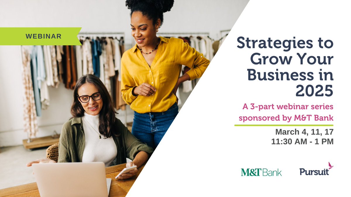 🚨 TOMORROW 🚨
Don’t miss the first session of this webinar series, sponsored by <a href="/MandT_Bank/">M&T Bank</a>!
Register today to attend all three sessions this month and hear directly from the pros to position your business to grow in 2025 and beyond! 
➡️register TODAY: bit.ly/4b4pIwy