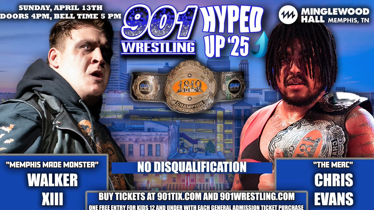 The901Wrestling's tweet image. ❗  HYPED UP '25 tickets are on sale now, and last night already confirmed a huge match! 

🏆  The 1819 Championship will be defended, and it's no disqualification!

🎟️  Tickets officially on sale RIGHT NOW at 901tix.com and 901wrestling.com