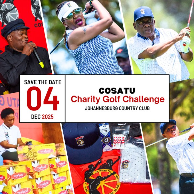 @COSATU Today (@_cosatu) on Twitter photo #Cosatu has announced a date for the #CosatuCharityGolfChallenge scheduled to take place at Johannesburg Country Club on Dec 4 #CosatuCharityGolfChallenge <a href="/SAfmRadio/">SAfmRadio 📻</a> <a href="/Newzroom405/">Newzroom Afrika</a> <a href="/MorningLiveSABC/">SABCNews_MorningLive</a> <a href="/eNCA/">eNCA</a> <a href="/Radio702/">702</a> <a href="/SABCNews_Radio/">SABC News Radio</a> <a href="/SABCNews/">SABC News</a> <a href="/ewnreporter/">EWN Reporter</a> <a href="/POWER987News/">POWER987News</a> <a href="/Powerfm987/">POWER 98.7</a> #Cosatu has announced a date for the #CosatuCharityGolfChallenge scheduled to take place at Johannesburg Country Club on Dec 4 #CosatuCharityGolfChallenge <a href="/SAfmRadio/">SAfmRadio 📻</a> <a href="/Newzroom405/">Newzroom Afrika</a> <a href="/MorningLiveSABC/">SABCNews_MorningLive</a> <a href="/eNCA/">eNCA</a> <a href="/Radio702/">702</a> <a href="/SABCNews_Radio/">SABC News Radio</a> <a href="/SABCNews/">SABC News</a> <a href="/ewnreporter/">EWN Reporter</a> <a href="/POWER987News/">POWER987News</a> <a href="/Powerfm987/">POWER 98.7</a>