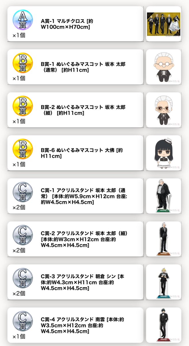 【交換】SAKAMOTO DAYS サカモトデイズ SEGA ラッキーくじ

譲: A賞マルチクロス
B賞 坂本、大佛
C賞 坂本、シン、南雲

求: B賞ぬいぐるみマスコット南雲(優先)、シン

お気軽にお声掛けください。