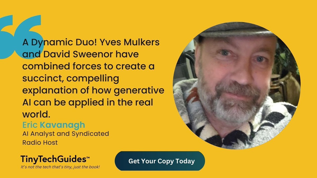 We're floored to have DM Radio very own @Eric Kavanagh support for TinyTechGuides  latest book on #generative #AI. If you don't have a copy, pick up one today. buff.ly/3UoWke0