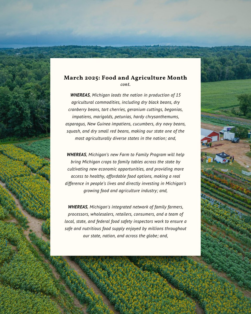 MichAgCouncil's tweet photo. March is Michigan Agriculture and Food Month! 🥦🐄🍎 From farm to table, Michigan’s hardworking farmers bring fresh, local food to our communities. Let’s celebrate the people and products that make our state great! #MichiganAg #FreshFromMichigan #MichiganAF https://t.co/yNo6ZKZdPr