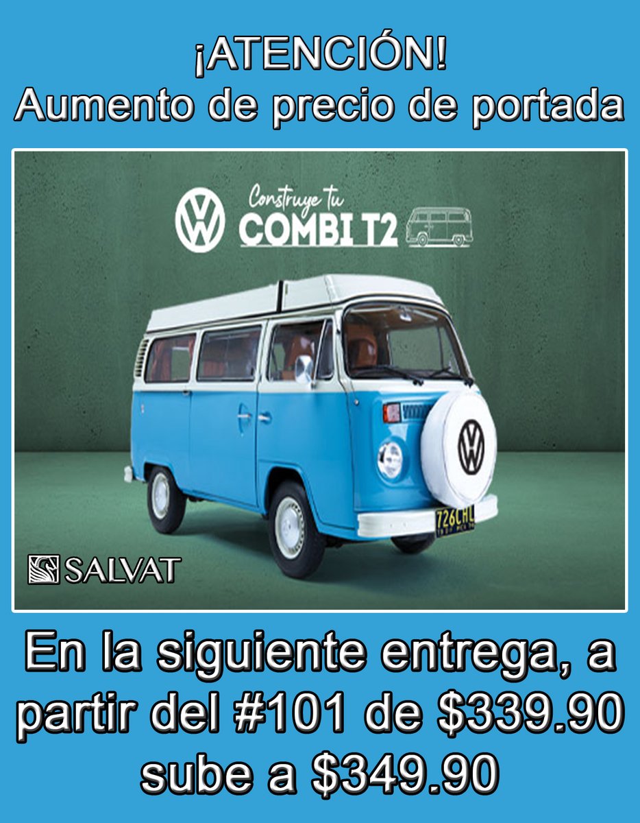 distribuidoejeo's tweet photo. ¡ATENCIÓN!:
Se les informa que está colección, subirá de precio de portada a partir de la entrega #101.
De $339.90 a $349.90, claro habrá un ajuste en su descuento.
Por su atención muchas gracias.
#DistribuidoraEjeo #Salvat #ConstruyetuCombiT2 #CombiT2 #Combi #T2 https://t.co/Cu908qFqjx