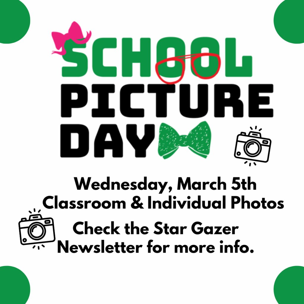 Spring Picture Day is THIS WEEK!  Check the Star Gazer for more info.