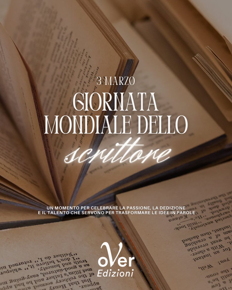 ✍️ Oggi celebriamo la Giornata Mondiale dello Scrittore!

Scrivere è più di un’arte: è un modo di dare voce ai pensieri, di creare mondi e di lasciare un segno nel tempo. Dalla pagina bianca alla storia che prende vita, ogni parola è un passo verso l’immortalità.