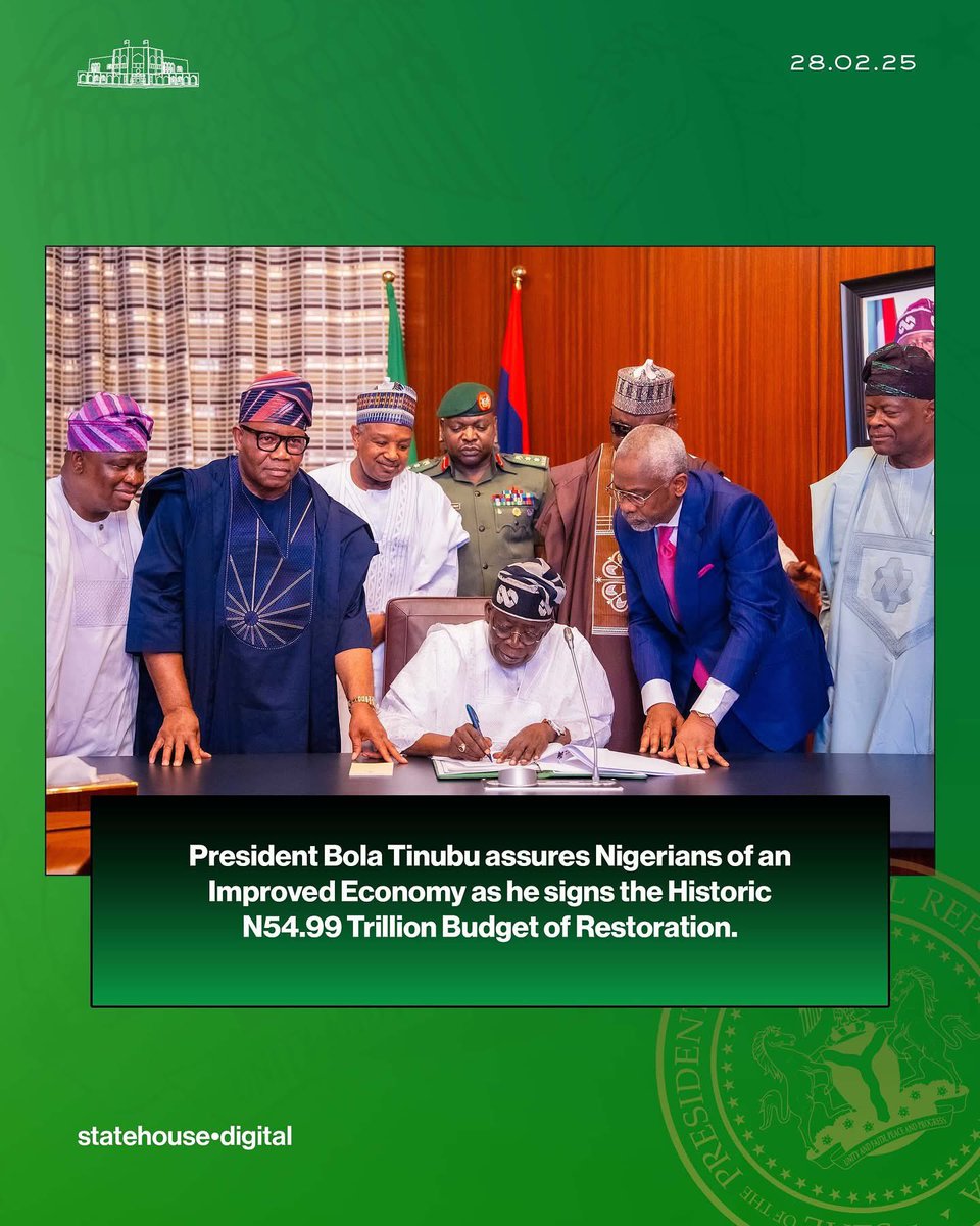 icmsinc's tweet photo. Nigeria’s President Bola Tinubu signs a huge budget totalling N54.99 trillion designed to ramp up the restoration of the ailing economy…https://t.co/hYeyATTGT0 https://t.co/OSZKlZx4V1