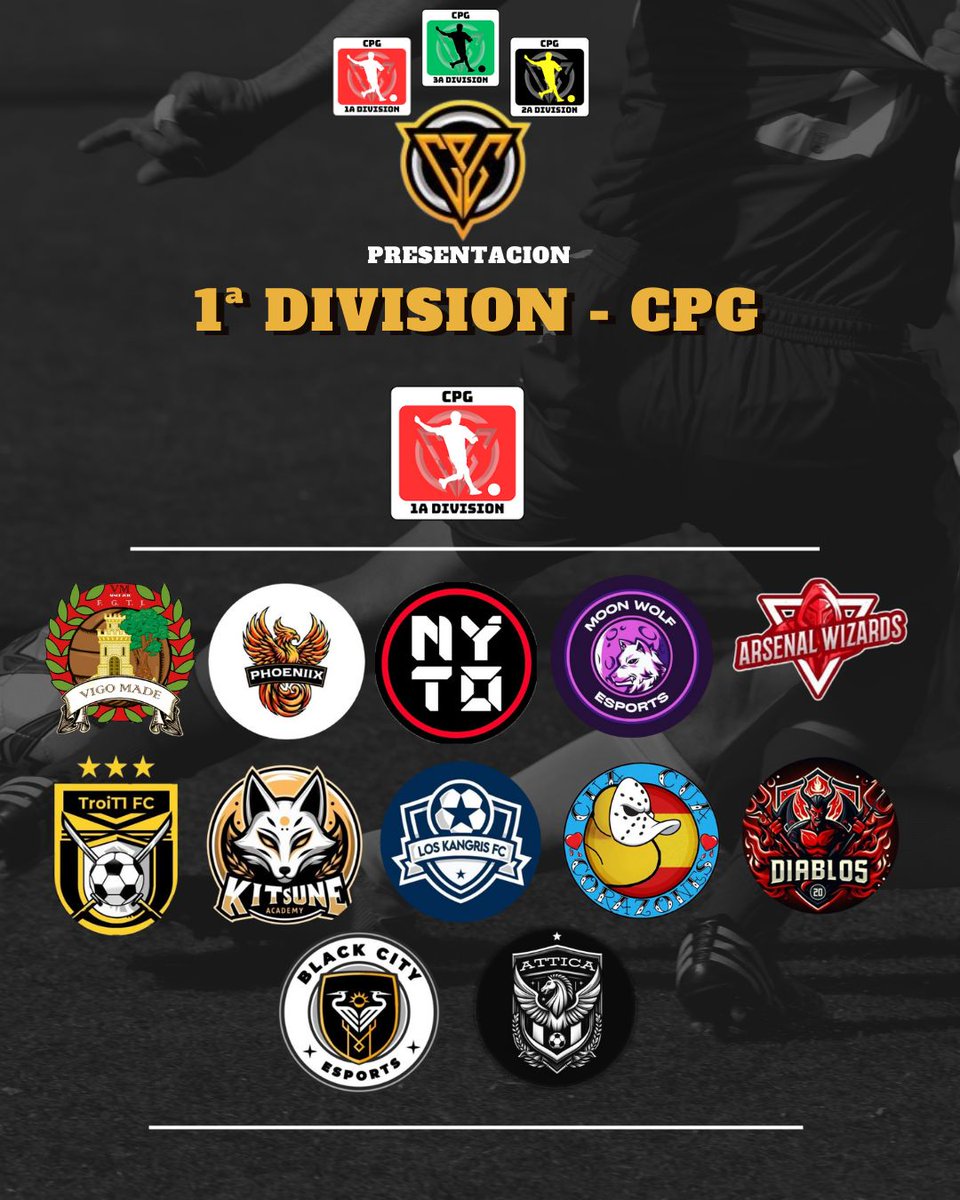 1a División
Presentación de Equipos
<a href="/VigoMadeOficial/">Vigo Made</a> 
<a href="/PhoeniixUnited/">Phoeniix United</a> 
<a href="/Nyto_eSports/">Nyto eSports ❤️ 🖤</a> 
<a href="/MoonWolfsports/">Moon Wolf eSports</a> 
<a href="/ARSENALWIZARDS/">ARSENAL WIZARDS</a> 
<a href="/TroiT1FC/">TroiT1A LGF</a> 
<a href="/KitsuneAcadem/">Kitsune Academy</a> 
<a href="/LosKangrisFC/">LosKangrisFC</a> 
<a href="/CuaCuaEsports/">CUACUA E-SPORTS</a> 
<a href="/DiablosFC24/">DiablosFC</a> 
<a href="/BLACKCITYFC/">𝐁𝐋𝐀𝐂𝐊 𝐂𝐈𝐓𝐘</a> 
<a href="/AtticaeSport/">Attica eSports</a>